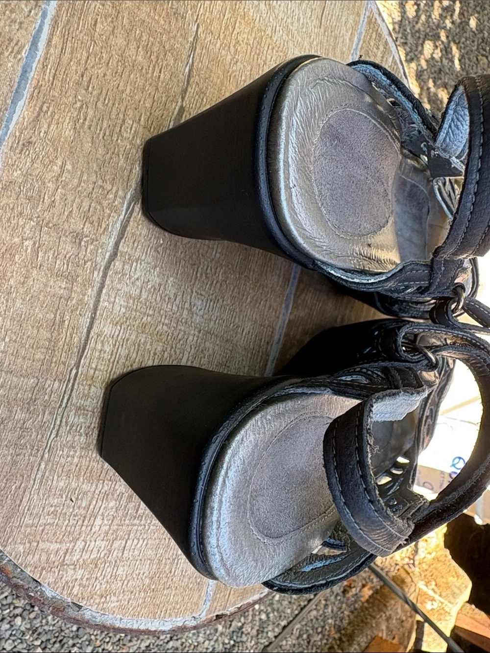 Naot Black and Silver Leather Cutout Slingback Heels